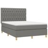 vidaXL Boxspringbett mit Matratze & LED Dunkelgrau 140x200 cm Stoff