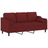 vidaXL 3-Sitzer-Sofa mit Kissen Weinrot 180 cm Stoff