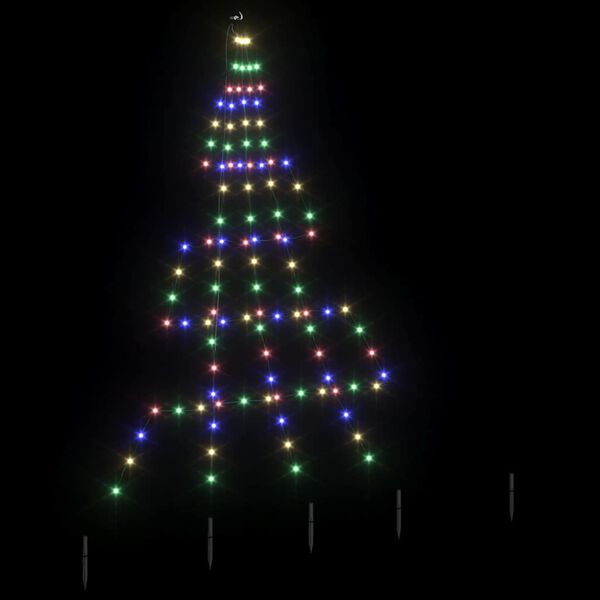 vidaXL LED Weihnachtsbaum mit Erdspie&szlig;en Mehrfarbig 182 cm Metall