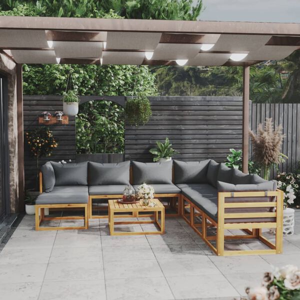 vidaXL 9-tlg. Garten-Lounge-Set mit Auflagen Massivholz Akazie