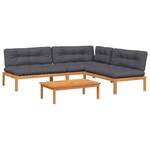 vidaXL 4-tlg. Garten-Sofagarnitur aus Paletten mit Kissen Akazienholz
