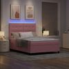 vidaXL LED Boxspringbett mit Matratze Rosa 160 x 200 cm Samt