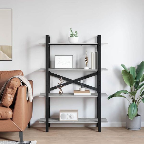 vidaXL B&uuml;cherregal Graues Sonoma 100 x 33,5 x 140 cm Holzwerkstoff
