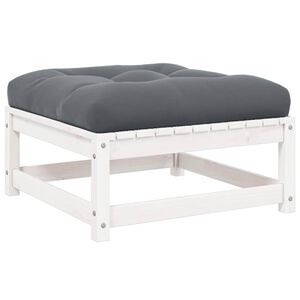 vidaXL Garten-Fu&szlig;hocker mit Kissen Wei&szlig; Kiefer Massivholz