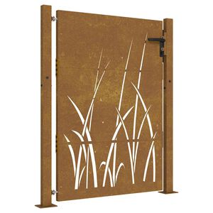 vidaXL Gartentor 100x150 cm Cortenstahl Gras-Design