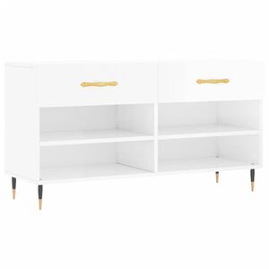 vidaXL Schuhbank Hochglanz-Wei&szlig; 102x35x55 cm Holzwerkstoff