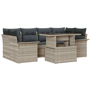 vidaXL Gartensofa-set 7 stk. Hellgrau Poly-Rattan