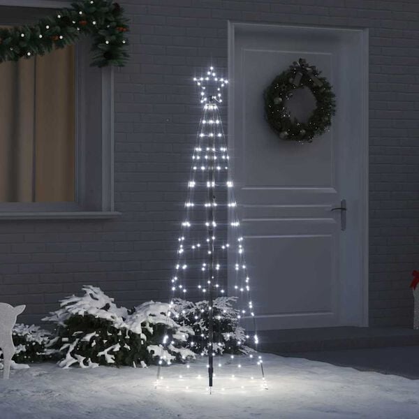vidaXL LED Weihnachtsbaum mit Erdspießen Kaltweiß 250 cm Eisen