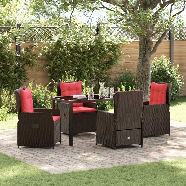 vidaXL Garten Essgruppe 5 pcs Braun Poly Rattan