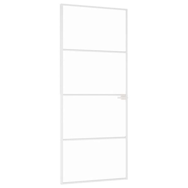 vidaXL Innent&uuml;r Wei&szlig; 83x201,5 cm Hartglas & Aluminium Schlank