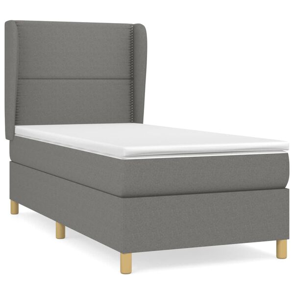 vidaXL Boxspringbett mit Matratze Dunkelgrau 100x200 cm Stoff