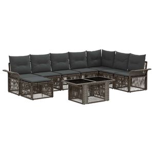 vidaXL Gartensofa-set 9 stk. Grau und Dunkelgrau Poly-Rattan