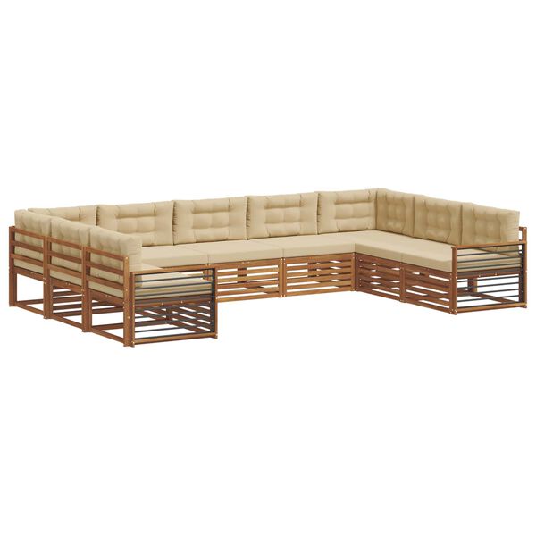 vidaXL Outdoor-Sofagarnitur 9 pcs Natur und Beige Massivholz Akazie