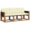 vidaXL Outdoor-Sofagarnitur mit Kissen 3 pcs Natur und Creme