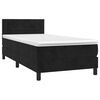 vidaXL Boxspringbett mit Matratze & LED Schwarz 90x190 cm Samt