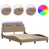 vidaXL Bettgestell "Viana" mit LED ohne Matratze Cappuccino-Braun 120x200 cm