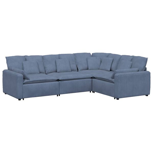 vidaXL Modulares Sofa mit Kissen Cordstoff Blau