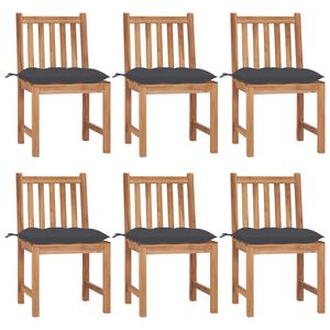 vidaXL Gartenst&uuml;hle 6 Stk. mit Kissen Massivholz Teak