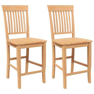 vidaXL Barhocker 2 Stk. Natur Massivholz Gummibaum