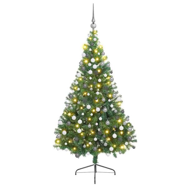 vidaXL K&uuml;nstlicher vorbeleuchteter Weihnachtsbaum Gr&uuml;n 180 cm PVC
