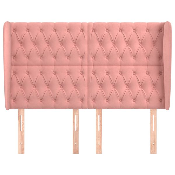 vidaXL Kopfteil mit Ohren Rosa 163x23x118/128 cm Samt