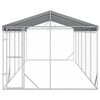 vidaXL Outdoor-Hundezwinger mit Dach Silbern 3x9x2,5m Verzinkter Stahl