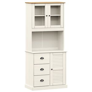 vidaXL Highboard VIGO Wei&szlig; 78x40x175 cm Massivholz Kiefer