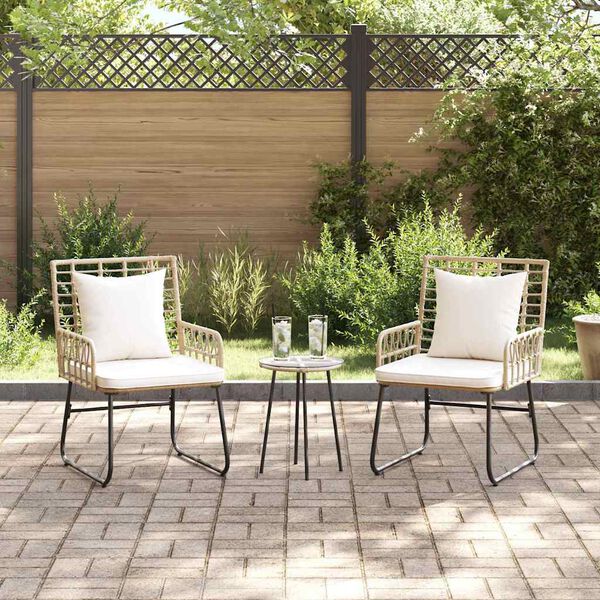 vidaXL Garten Essgruppe 3 pcs Braun und Creme Poly-Rattan, Stahl