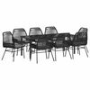 vidaXL Garten Essgruppe mit Kissen 9 pcs Schwarz Poly-Rattan
