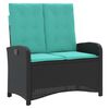 vidaXL Gartenbank Verstellbar mit Kissen Schwarz Poly Rattan