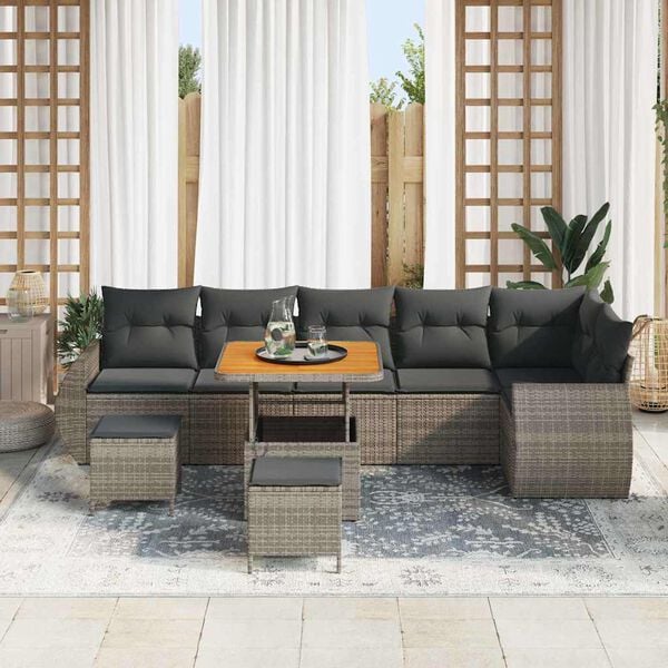 vidaXL Gartensofa-set 9 pcs Grau Poly-Rattan