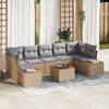 vidaXL Garten-Sofa-Set mit Kissen mit Speicher 8 pcs Beige Poly Rattan