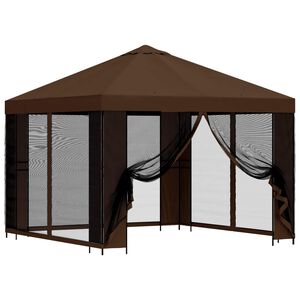 vidaXL Garten Pavillon mit Seitenw&auml;nden 3 x 3 m Braun