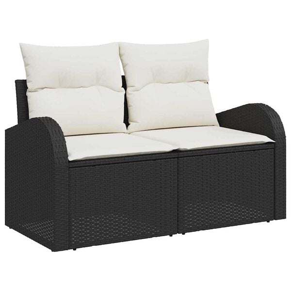 vidaXL Gartensofa-set mit Kissen 9 pcs Schwarz Poly Rattan