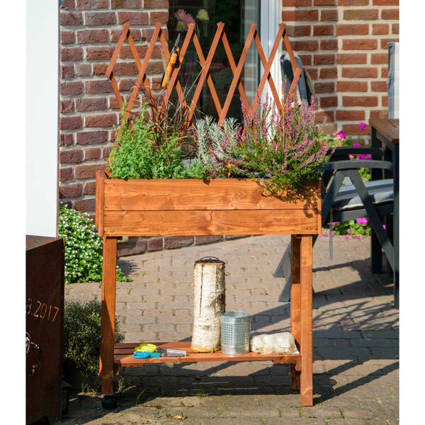 dobar Mobiles Hochbeet mit Spalier Braun