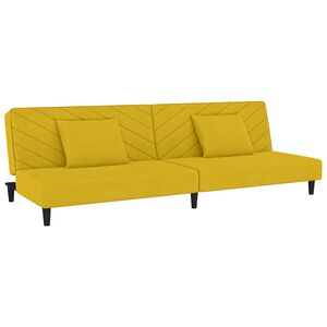 vidaXL Schlafsofa 2-Sitzer mit 2 Kissen Gelb Samt