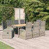 vidaXL 9-tlg. Garten-Essgruppe mit Kissen Grau Poly Rattan
