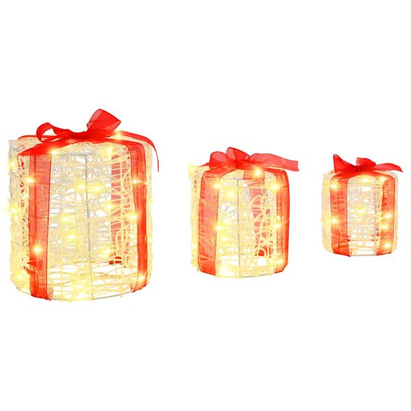 vidaXL Geschenkbox Dekoration 3 pcs Warmweiß 20 x 20 x 21 cm Acryl