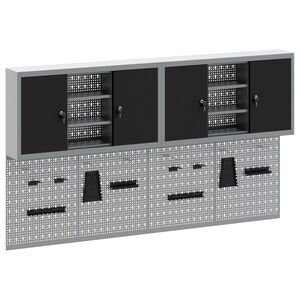 vidaXL Werkzeugschrank-Set 6 pcs Schwarz Pulverbeschichteter Stahl