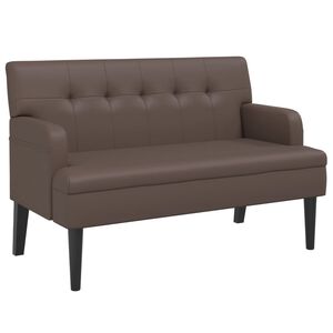 vidaXL Sitzbank mit R&uuml;ckenlehne Braun 112x65,5x75 cm Kunstleder