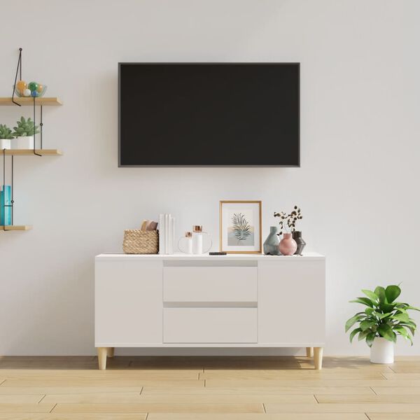 vidaXL TV-Schrank Hochglanz-Weiß 102x44,5x50 cm Holzwerkstoff