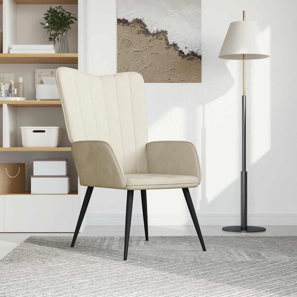 vidaXL Relaxsessel Cremewei&szlig; Samt