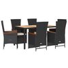 vidaXL 7-tlg. Garten-Essgruppe mit Kissen Schwarz Poly Rattan