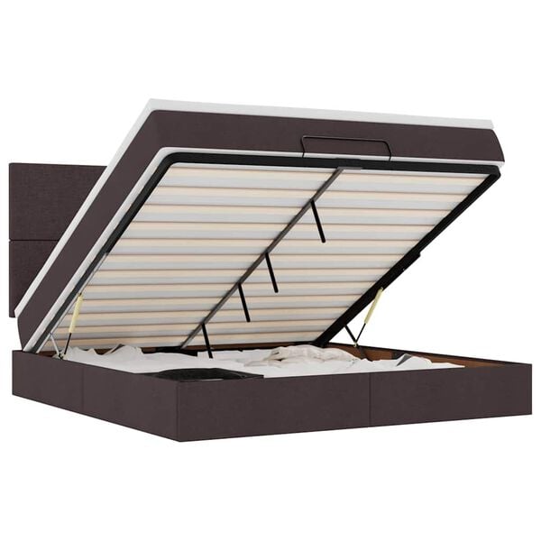 vidaXL Ottoman-Bett mit Matratze Dunkelbraun 180x200 cm Stoff