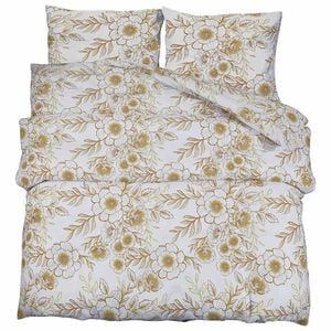 vidaXL Bettw&auml;sche-Set Wei&szlig; und Braun 200x200 cm Baumwolle