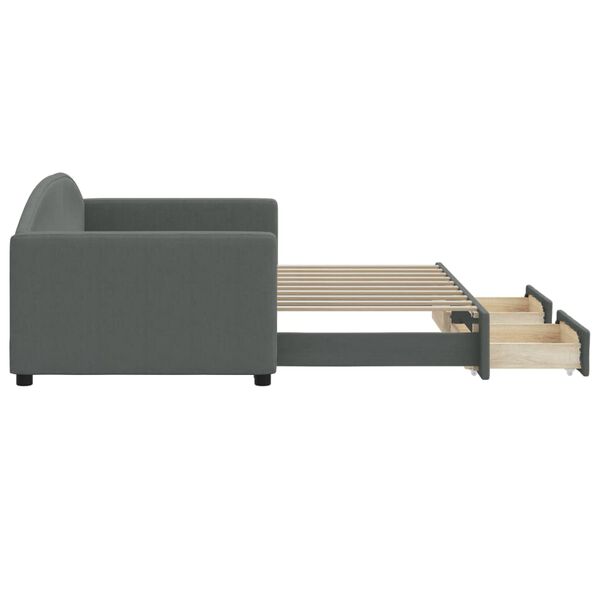 vidaXL Tagesbett Ausziehbar mit Schubladen Dunkelgrau 90x190 cm Stoff