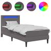 vidaXL Bettrahmen mit LED-Lichtleisten Grau 90 x 200 cm Kunstleder