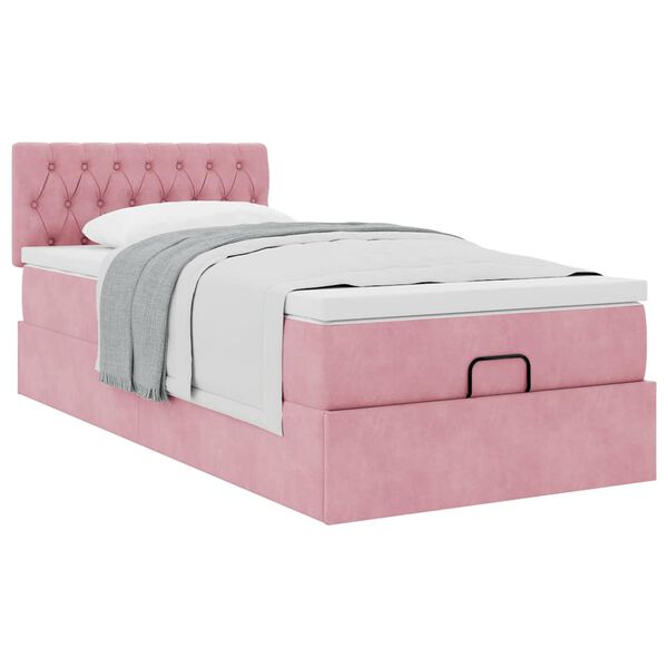 vidaXL Ottoman-Bett mit Matratze Rosa 90x190 cm Samt