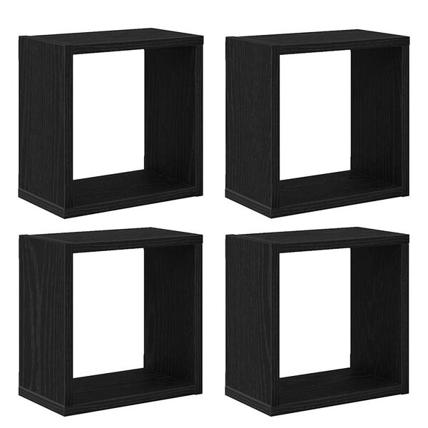 vidaXL Wandregale mit Regal Schwarz Eichen-Optik Holzwerkstoff