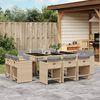 vidaXL 11-tlg. Garten-Essgruppe mit Kissen Beigemischung Poly Rattan